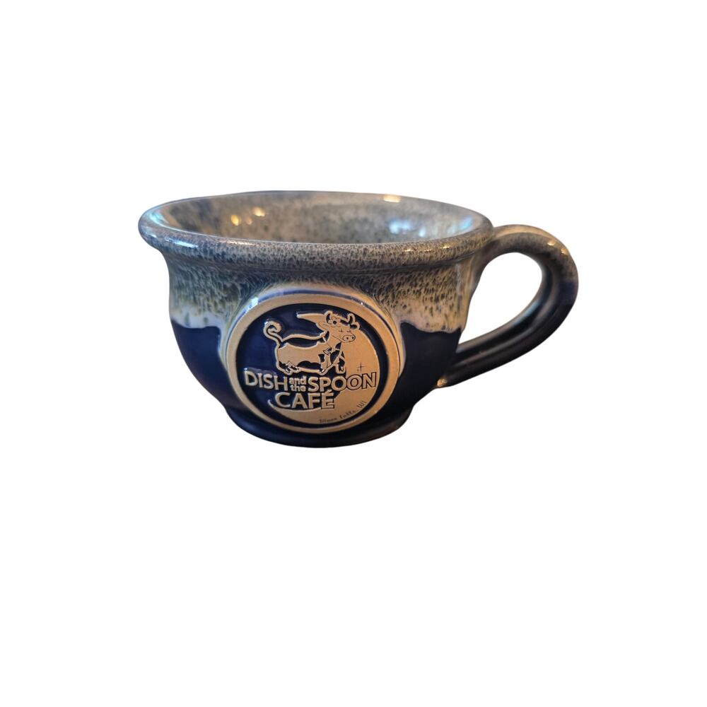 Deneen Pottery Dish and The Spoon River Falls Wi Stoneware Coffee Mug Blue